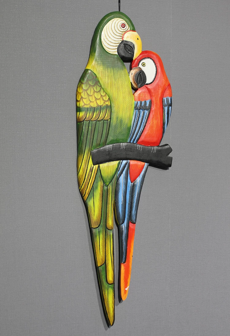 Ahşap Dua Asmalı 2'li Papağan 3okas-11