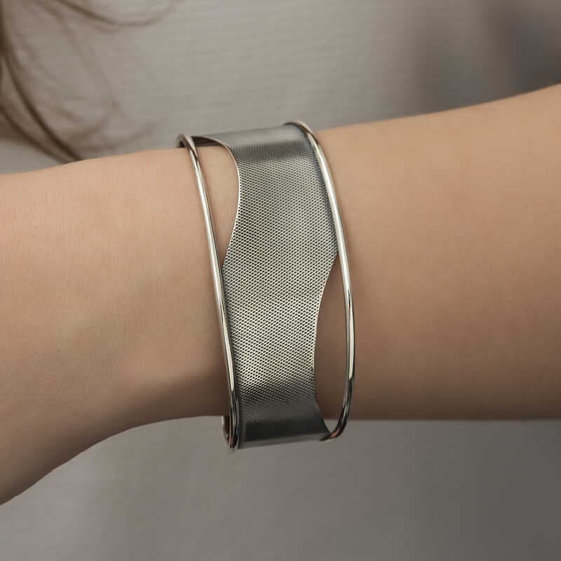 925 Ayar Gümüş Eskitme Desenli Bilezik T6119 (477477)