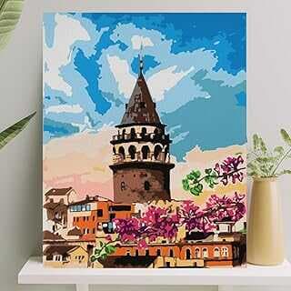 Palmiye Hobi Saat Sayılarla Boyama Tuval Seti Fırça Boya Dahil (Çıtalı) 40x50 CM - Galata