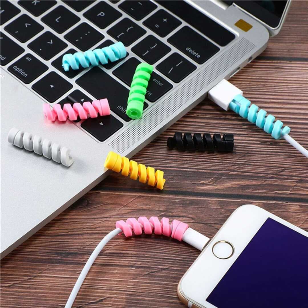 4&amp;#39;lü Apple, Android Şarj Kablosu Koruyucu Silikon Spiral Yay Aparat (5430)