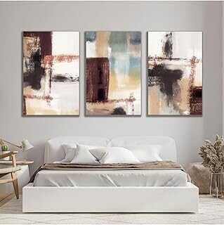 GAAGART 3'lü Kavas Duvar Tablosu Seti Bordo Asimetrik Dese 30 x 40 gartM1812