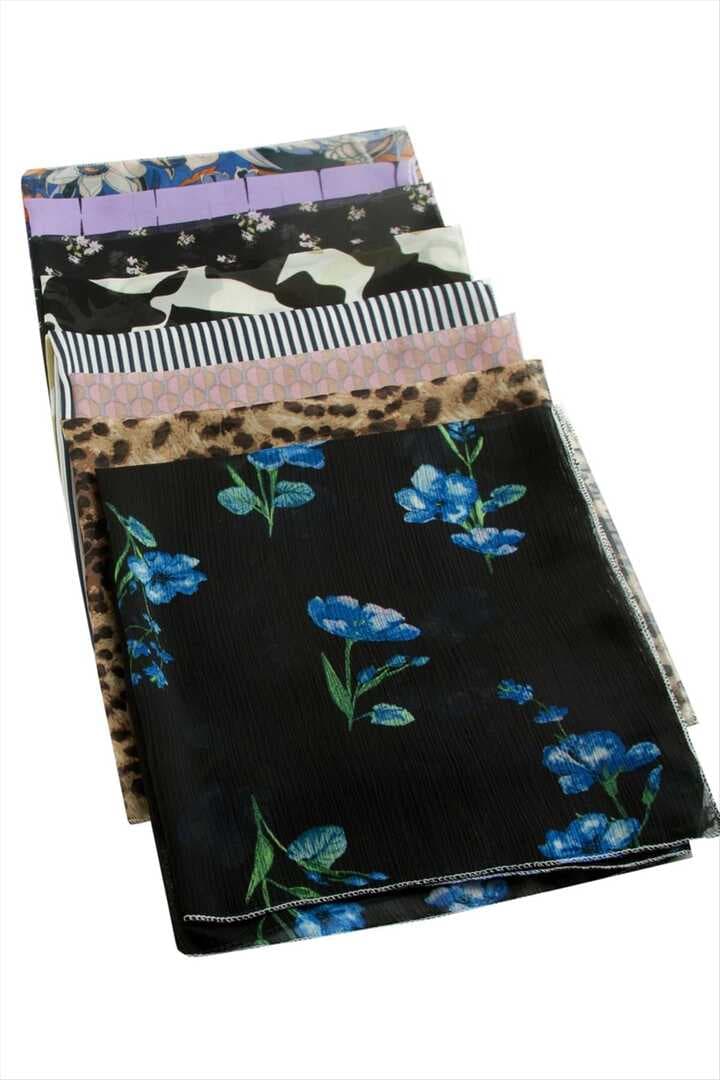 Karışık Desenli Şifon Fular 50 cm