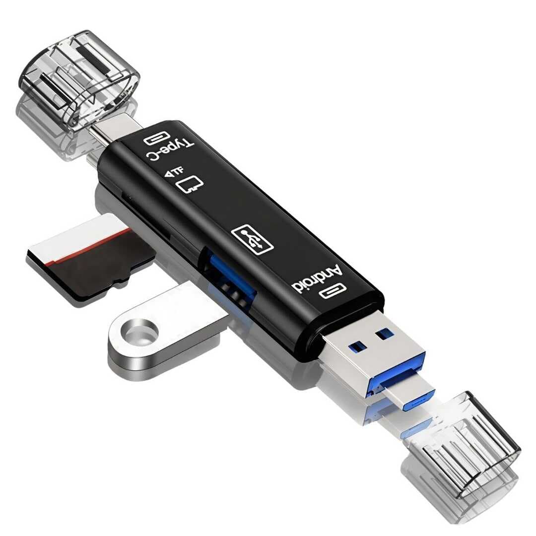 5 in 1 Çok Fonksiyonlu USB 2.0 Micro Sd Kart Okuyucu - Usb/micro Usb/type-C Çıkışlı, Otg Çevirici (5430)