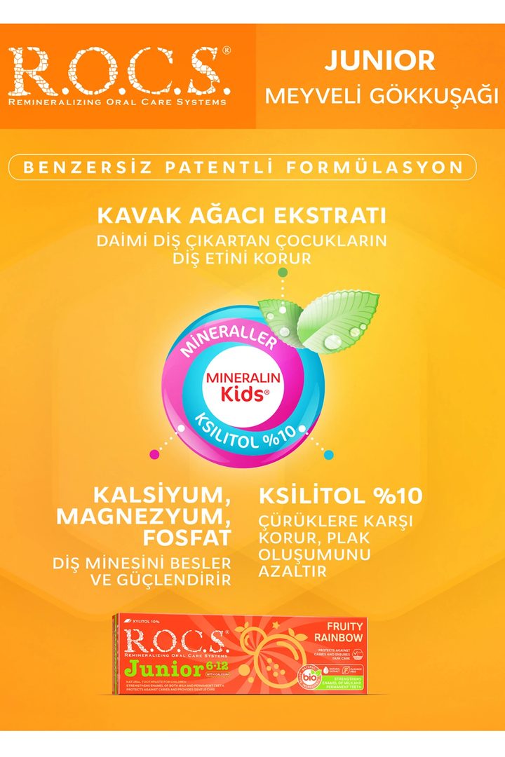 R.O.C.S. Junior Diş Macunu 6-12 Yaş 60 ml Meyveli Gökkuşağı