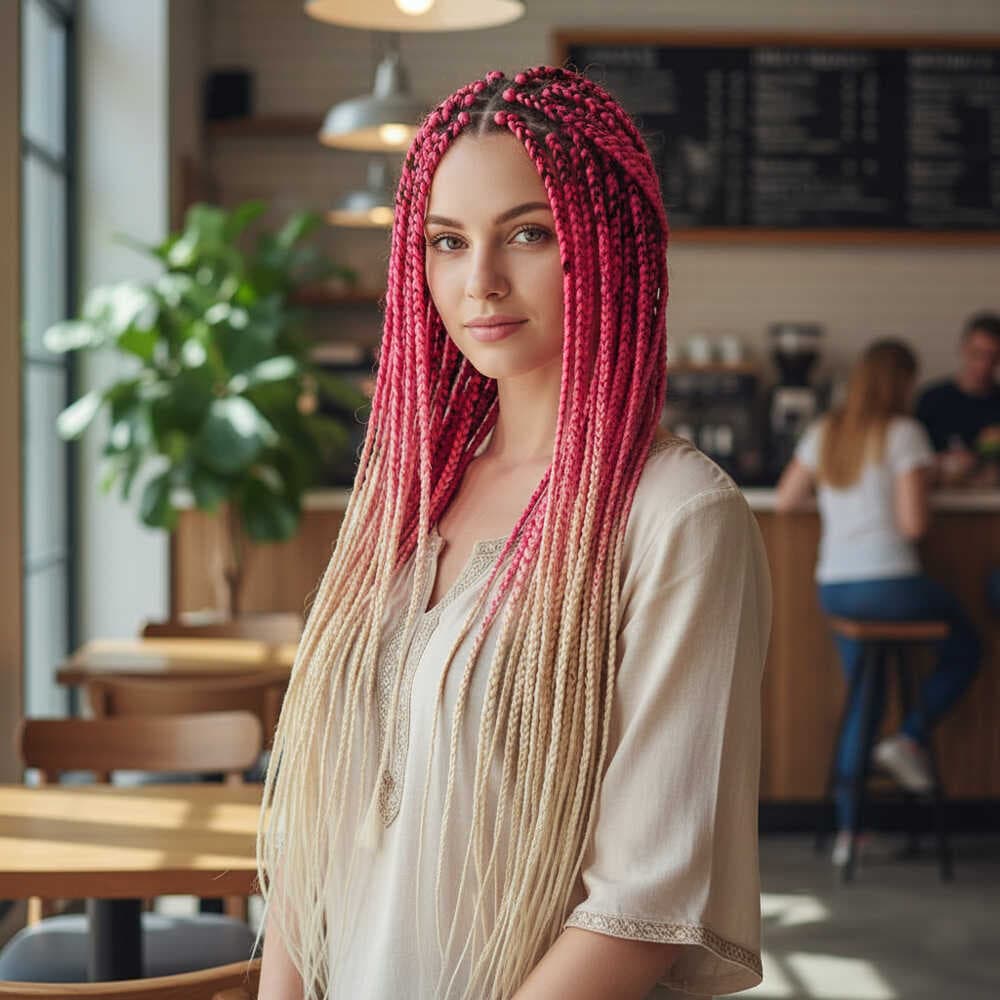 Afrika Örgüsü Ve Rasta İçin Sentetik Ombreli Saç / Pembe / Platin