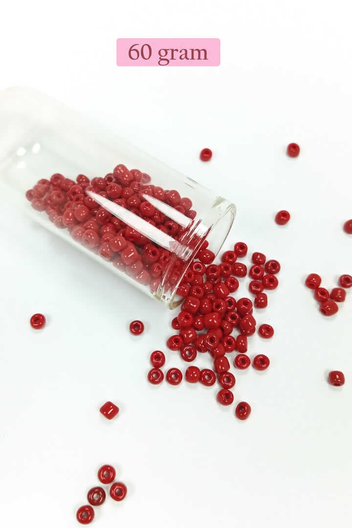 Dökme Cam Kum Boncuk Büyük Boy (6/0) 4 mm - 60 Gram - Koyu Kırmızı - BNC110