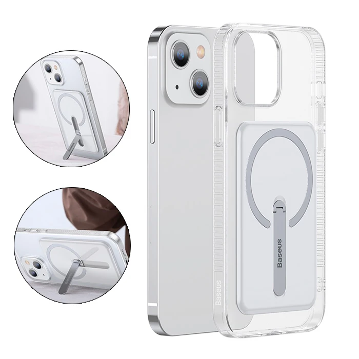 Baseus iPhone 13 6.1inç Manyetik Magsafe Standlı Silikon Kılıf-(5775)