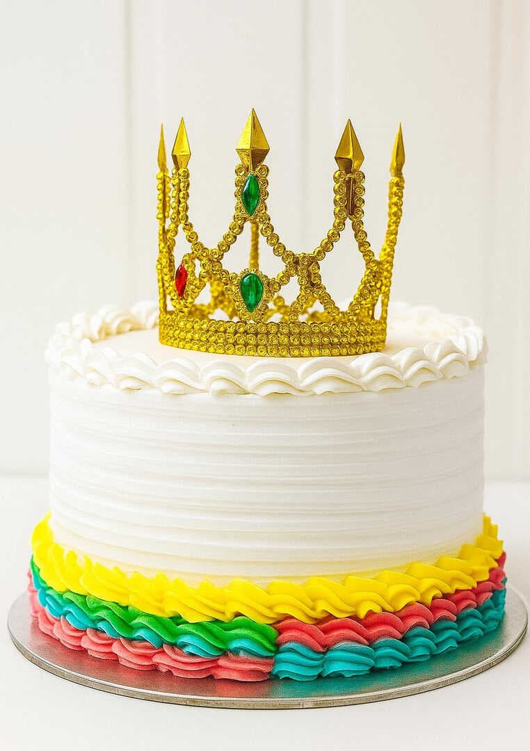 Altın Işıltılı İnce Pasta Üstü Taç Plastik