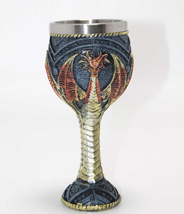 Ejderha Tasarımı 3D Kabartmalı Çelik Kadeh Bardak
