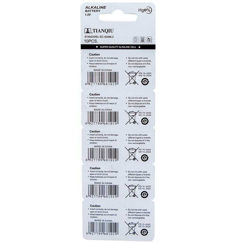 TIANQIU AG3 LR41 ALKALİN SAAT PİLİ 10LU PAKET *OXFORD (4767)