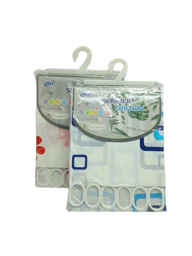 ÇİF KANAT PVC BANYO PERDESİ 2  PARÇA  X 90X180CM - 12 HALKALI (5430)