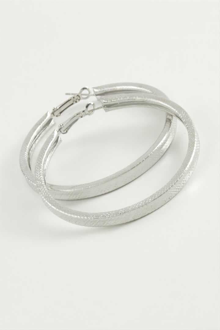 Kare Baklava Desenli Halka Küpe 3,5 cm