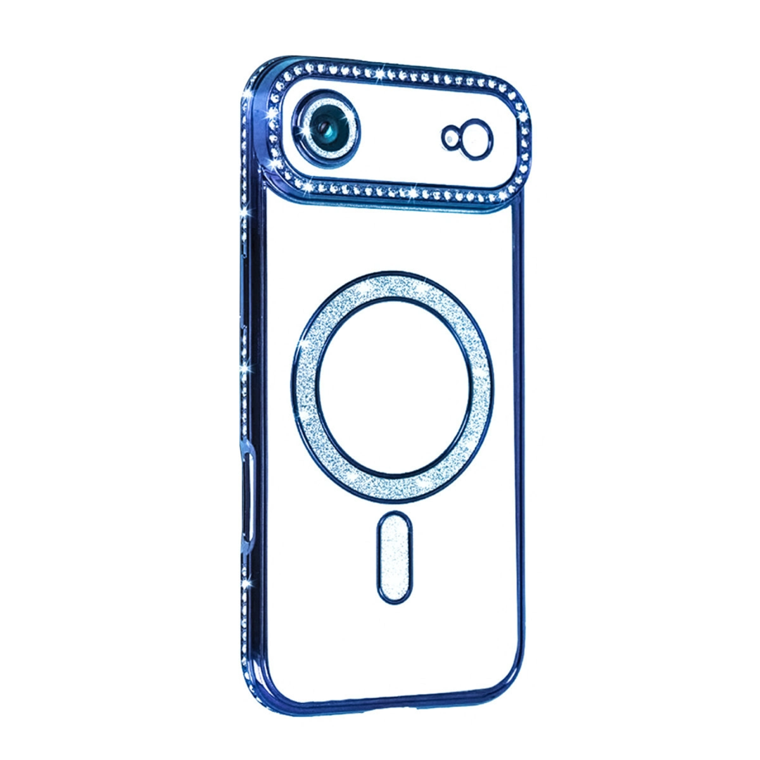 Apple İphone 17 Air Joke Simli Magneticsafe Kılıf - Mavi