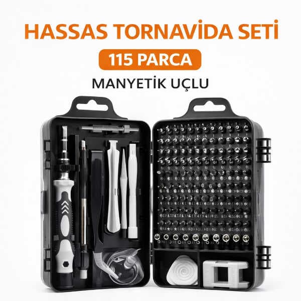 115 Parça Manyetik Uçlu Hassas Tornavida Seti