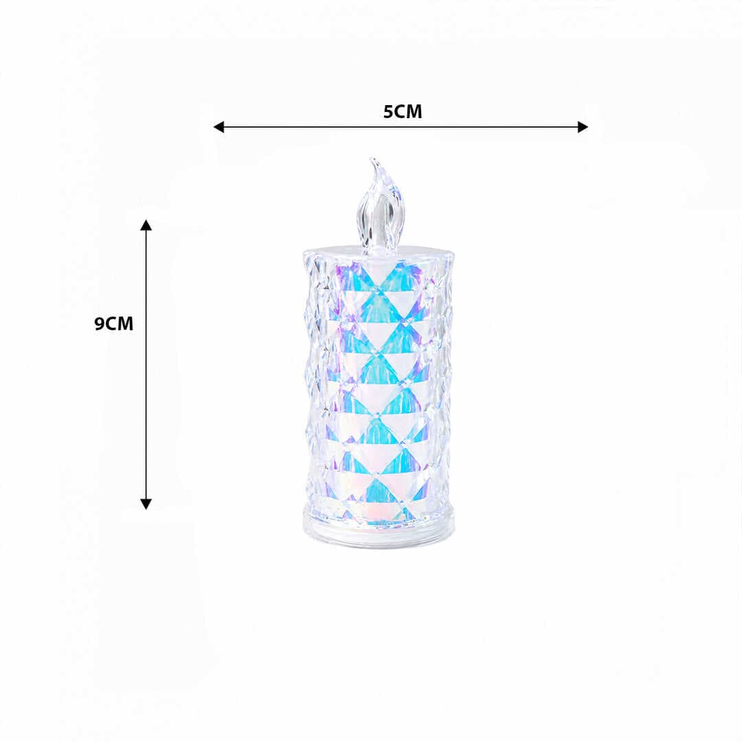 12 ADET LED CANDLE KAMP KÜÇÜK BOY= ÇAP:5CM - Y: 9CM PİLLİ LED MUM MİKA KRİSTAL PLASTİK YAKUT-13635 (5430)