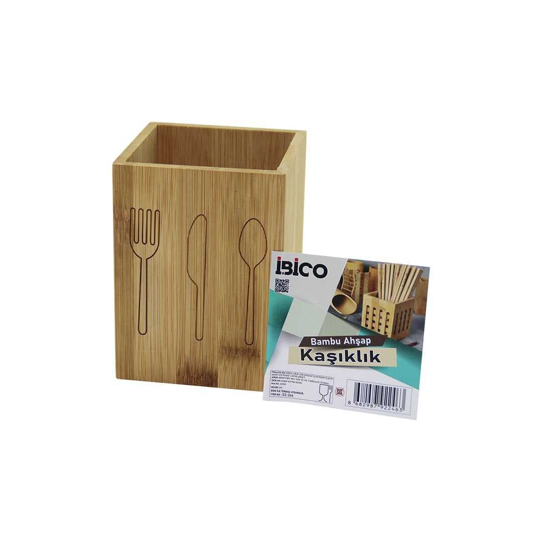 KÜÇÜK  KARE=9X9CM  AHŞAP BAMBU KAŞIKLIK ORGANİZER (5430)