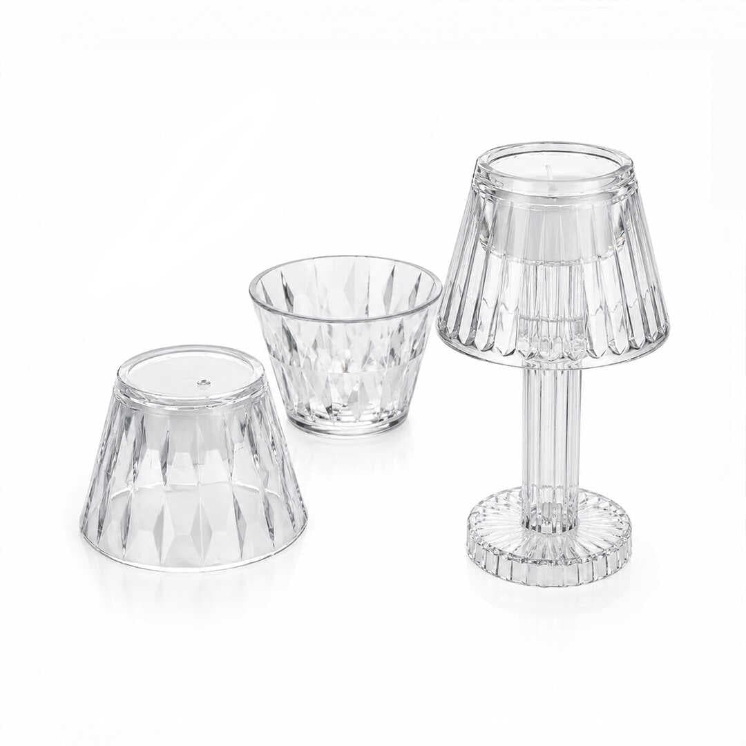 24 ADET KRİSTAL DAMLALI MUMLUK - MASA LAMBA ABAJUR MİNİ PİLLİ (5430)