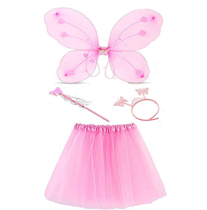 Nessiworld Toz Pembe Kelebek Kostümü - Toz Pembe Kelebek Kostüm Aksesuar Seti 4 Parça