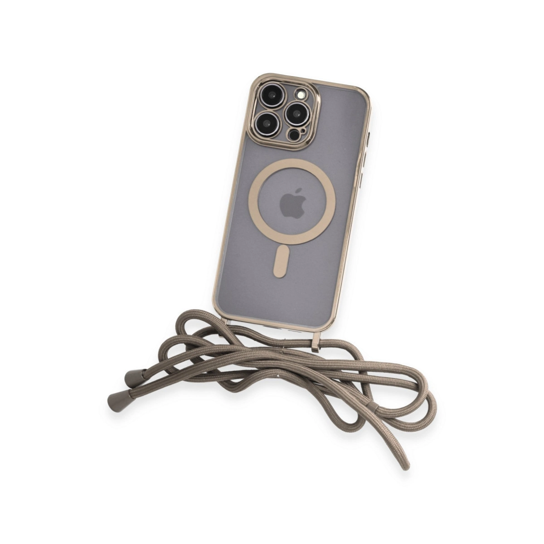 Apple İphone 12 Pro Max Kılıf Divo Lazer Askılı Magsafe Kapak - Gold