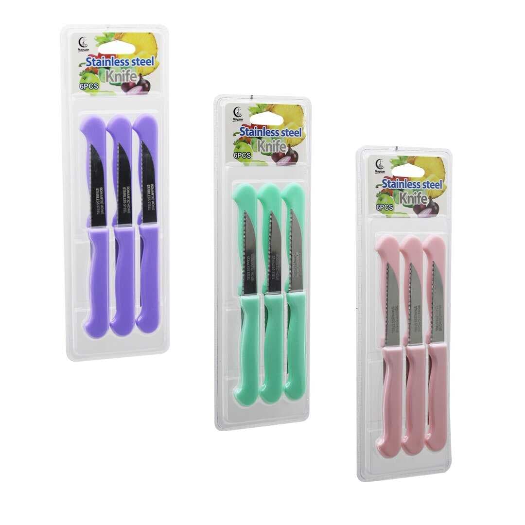 6PCS MEYVE BIÇAK  RENKLİ PLASTİK SAPLI   VAKUMLU AMBALAJ   BRKT-806155 (5430)