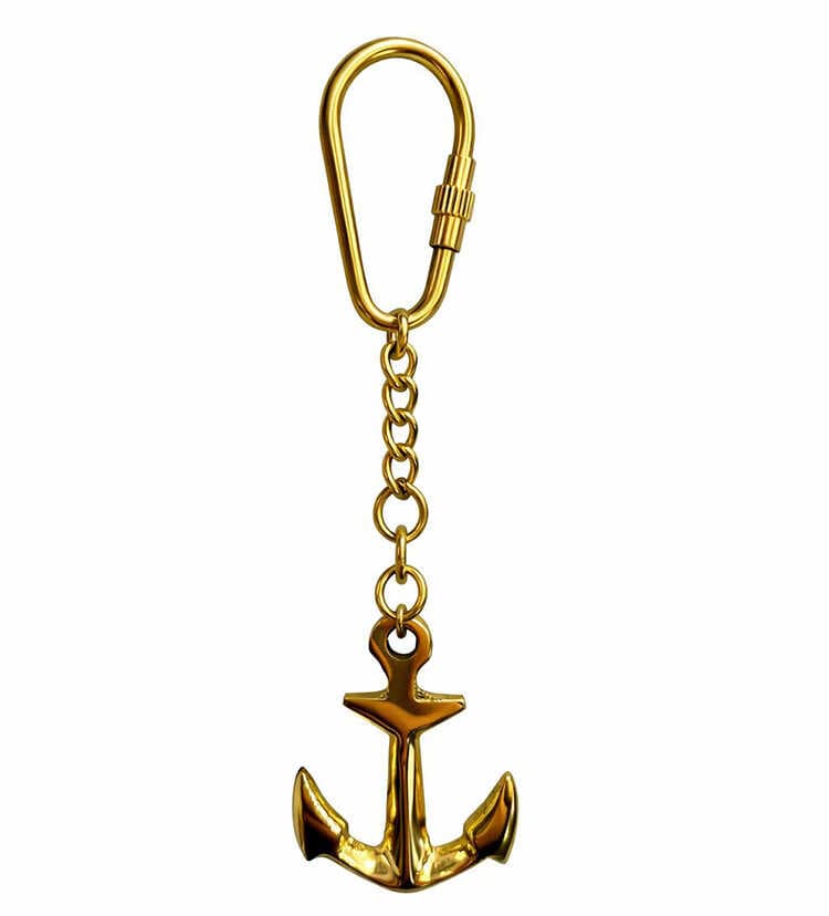 Denizci Temalı Pirinç Çapa Anahtarlık