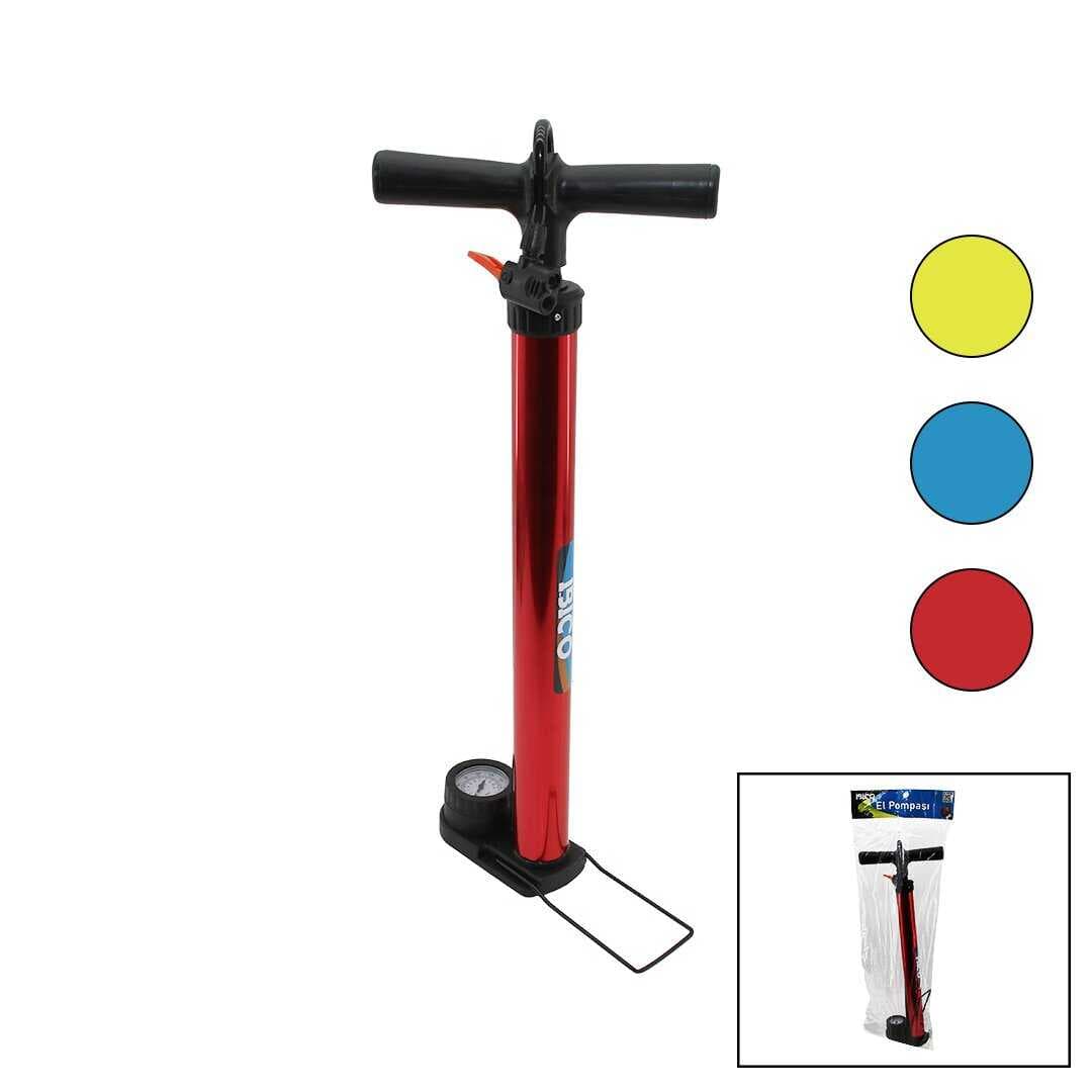 SAATLİ İRAN EL POMPASI METAL GÖVDE PLASTİK KOL - ALTLIK 55 CM TOP - BİSİKLET - MOTOR (5430)
