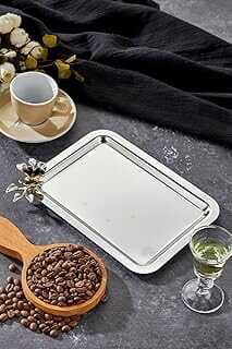 Mayaglory Elegate oir Serisi, Lua era Kulp Deseli Krom Suum Söz işa Tepsisi, 22x16cm, Tek Adet