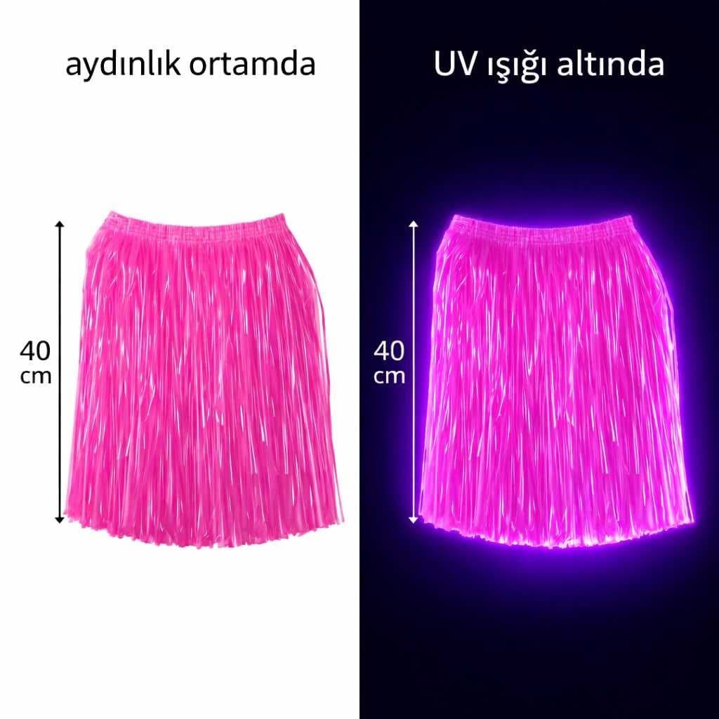 Neon Pembe Hawaii Parti Eteği 40 cm