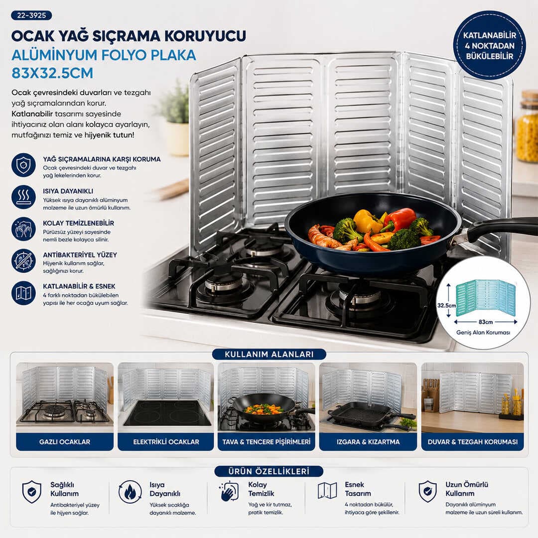 OCAK YAĞ SIÇRAMA KORUYUCU ALÜMİNYUM FOLYO PLAKA 84X32.5CM (5430)