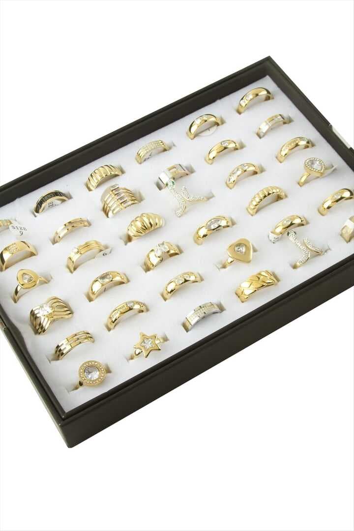 Karışık Lüks Zirkon Taşlı Çelik Yüzük 1 Adet