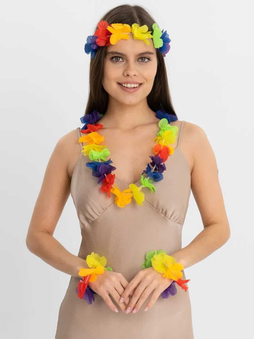 Nessiworld Rengarenk Hawaii Kolye Taç Bileklik Seti 4 Parça