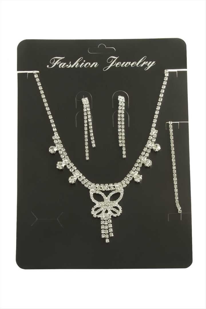 Kelebek Taşlı Set Kolye