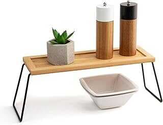 Meturas Dekoratif Mutfak Banyo Rafı, Bambu ve Metal, 36x12x15 cm, Düzenleyici Raf