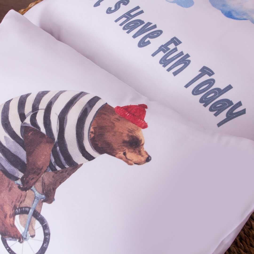 ARBABABY ORGANİK BASKILI %100 PAMUK BEBEK NEVRESİM TAKIMI - AYICIK VE BİSİKLET TEMALI