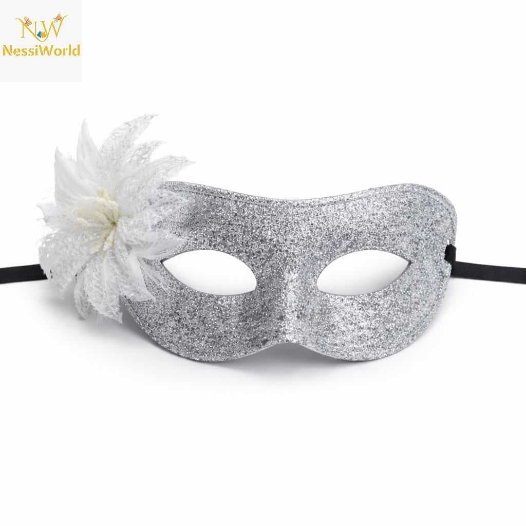 Gümüş Simli Tüylü Balo Maskesi – Kadın Parti &amp; Maskeli Balo Maskesi
