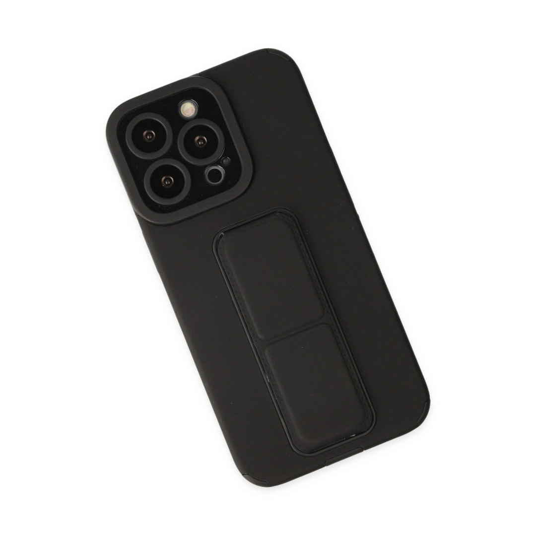 Apple İphone 13 Pro Max Kılıf Mega Standlı Silikon - Siyah