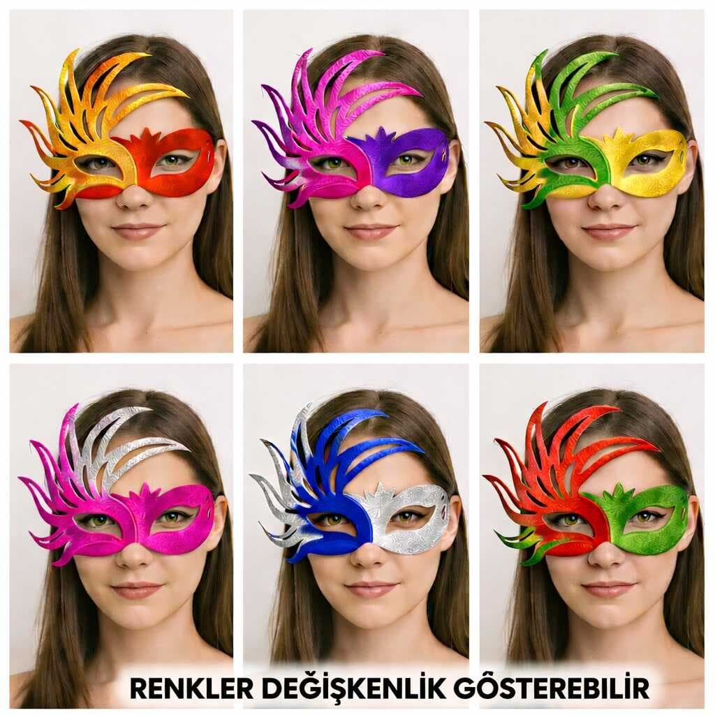 6’lı Çift Renkli Venedik Karton Parti Maskesi Seti (5430)