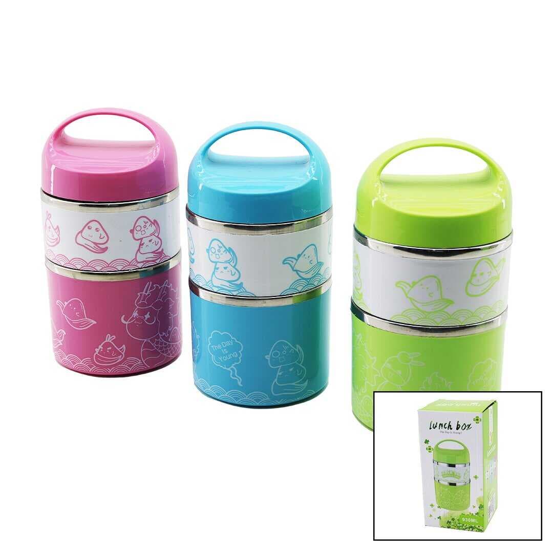 SABİT KULPLU - RESİMLİ - RENKLİ   2Lİ  SEFER TASI - SAKLAMA KABI 930ML (5430)