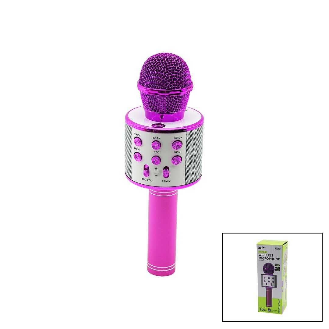 WİRELESS MİKROFON KARAOKE - HOPARLÖR USB ŞARJLI USB - TF - AUX RENKLİ KROM KAPLAMA PİL:800mAh - DC 5V BLS-25 (5430)