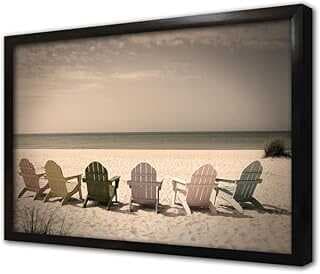 Sahil Kaarıda ve Sadalyeler Çerçeveli Cam Tablo 20x30 cm CA20786