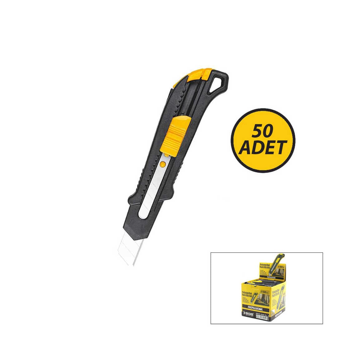 50 ADET SİYAH PLASTİK GÖVDE FALÇATA MAKET BIÇAK (5430)
