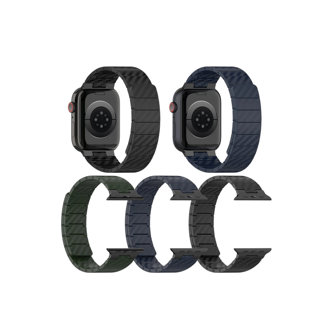 Apple Watch 45mm Carbon Steel Kordon (SAAT DEĞİLDİR) - Koyu Yeşil