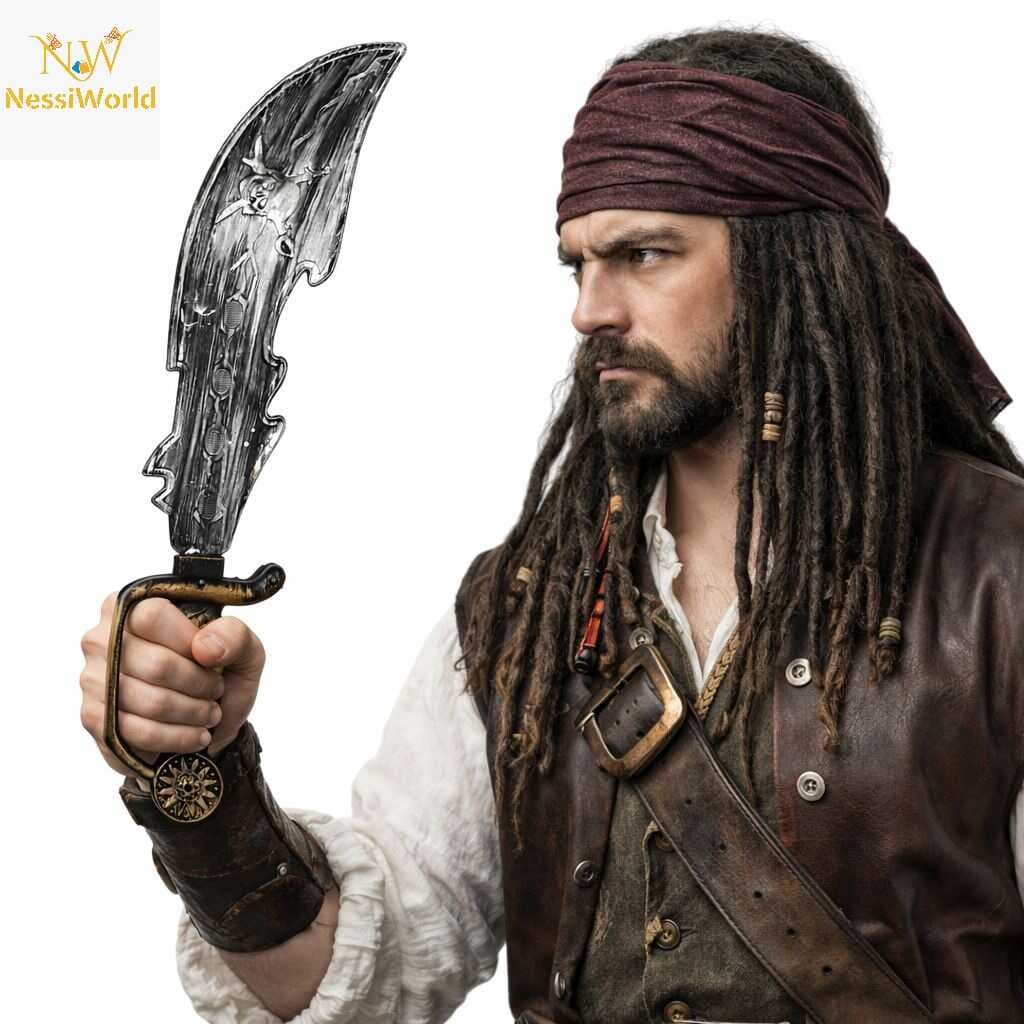 Eskitme Detaylı Plastik Korsan Kılıcı 45 cm