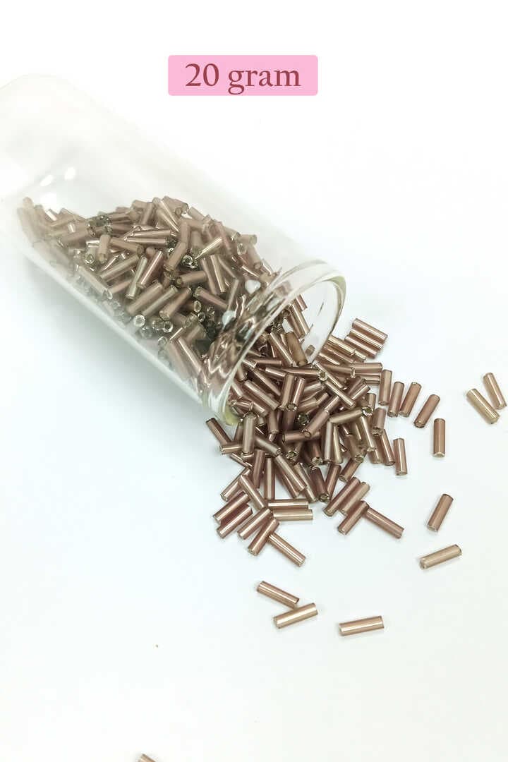 Uzun Boru Kesme Boncuk Çap 2mm Uzunluk 10 mm - 20 Gram - Koyu Bej - BNC225