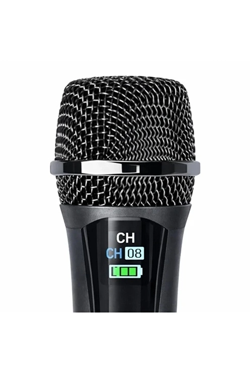 Profesyonel Çiftli Kablosuz Mikrofon Seti Karaoke Şarj Edilebilir 50 Metre