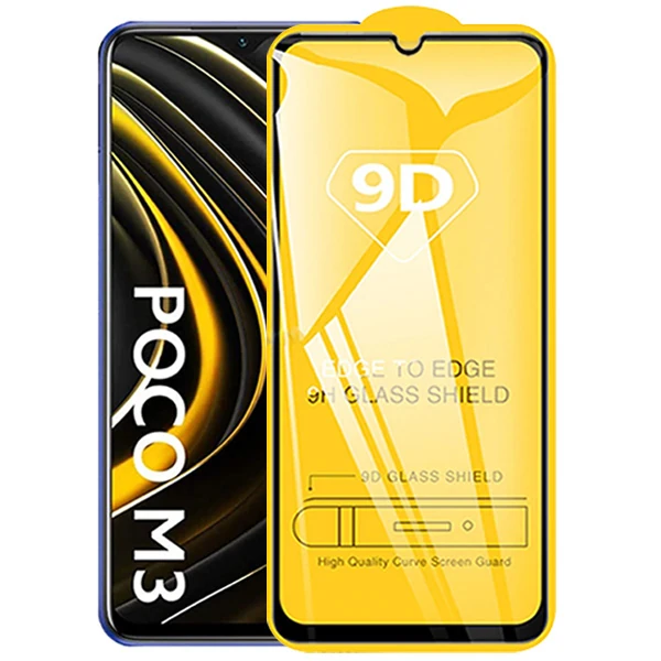 ALLY Xiaomi Poco M3  9D Full Glue Tempered Cam Ekran Koruyucu-(5775)