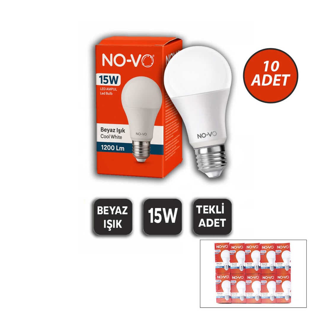10 ADET 15W BEYAZ LED AMPUL 1200LM 6500K 15.000 SAAT ÖMÜR (5430)