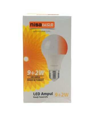 NİSALUCE EAMP-074/BK 9+2W E27 BEYAZ-KIRMIZI LED AMPUL (4767)