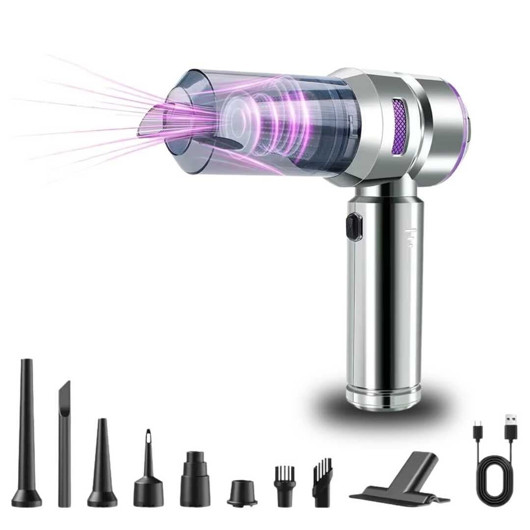 9 Farklı Uçlu Kablosuz Şarjlı Araç İçi Süpürge – Wireless Destekli, Güçlü Emiş, Taşınabilir Pratik Araç Temizleyici (5430)