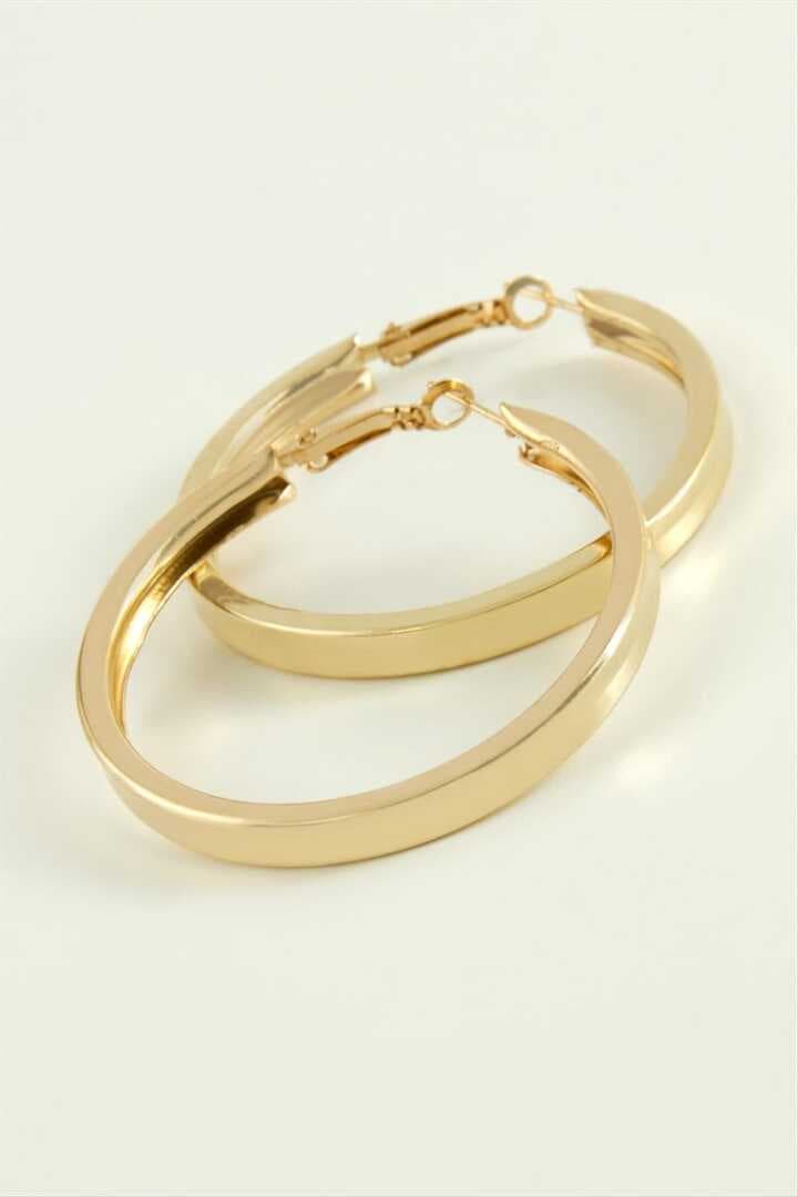 Kare Düz Halka Küpe 6 cm